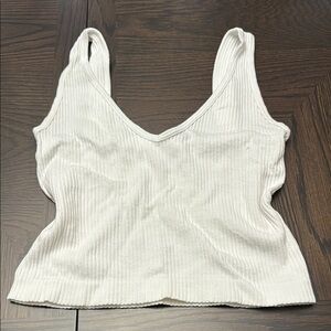 White Ribbed Women's Tank Top